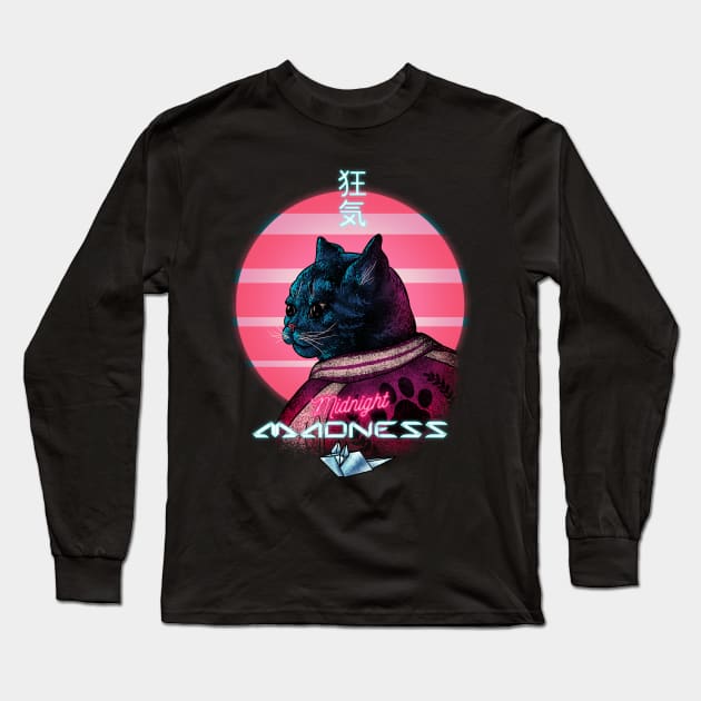 Midnight Madness - Wee Hour Hyperactive Cat Long Sleeve T-Shirt by anycolordesigns